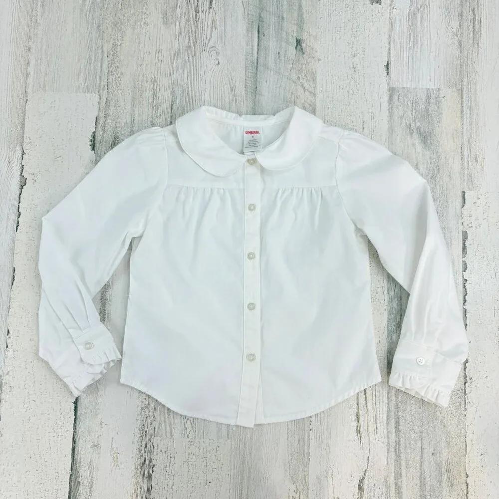 Gymboree Peter Pan Collar Long Sleeve Blouse Girls Sz 5